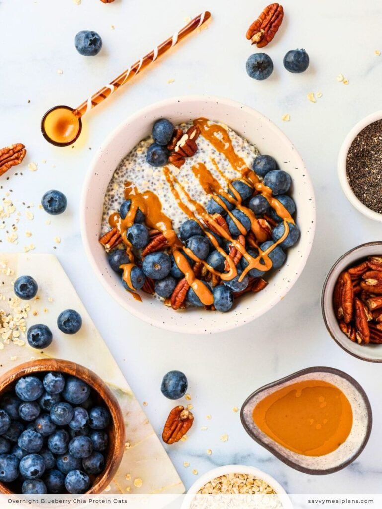 Overnight Blueberry Chia Protein Oats