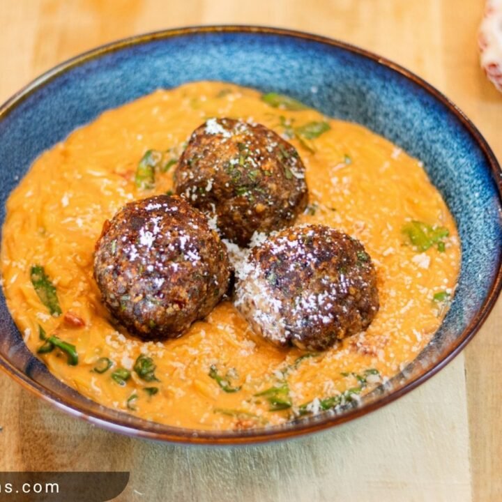 Beef Meatballs with Tomato Risoni